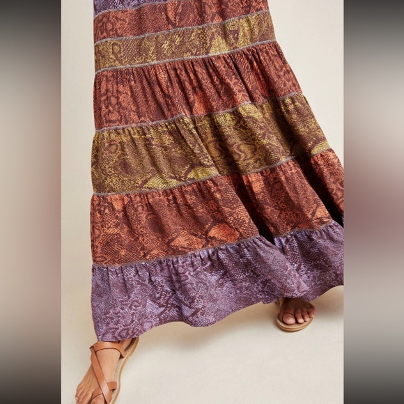 ANTHROPOLOGIE COLIMA SNAKE PRINT MAXI DRESS Small - Picture 10 of 10